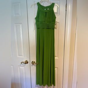 Signature by Sangria Green Pleated Empire Waist Prom Dress